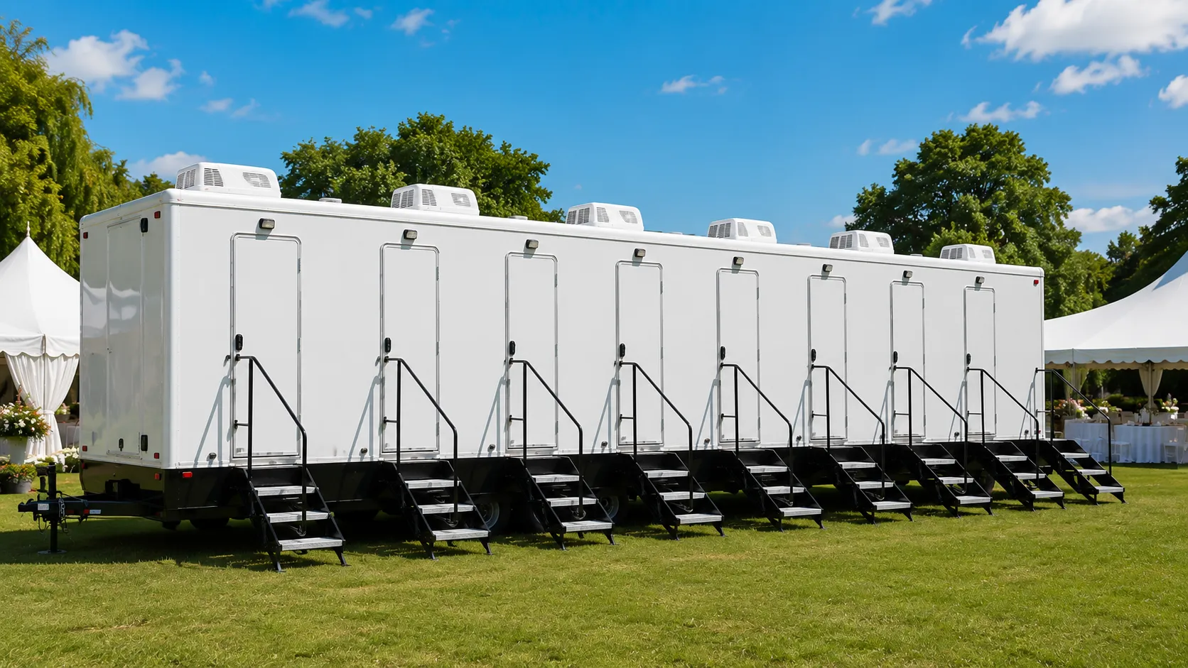 8 stall restroom trailer from our Renton fleet